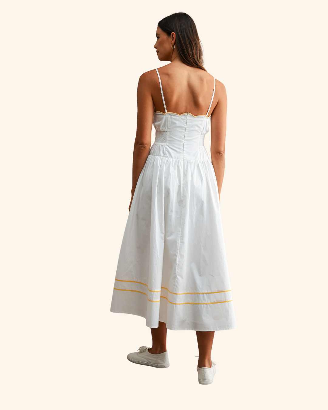 Mable Yellow Embroidered Midi Dress