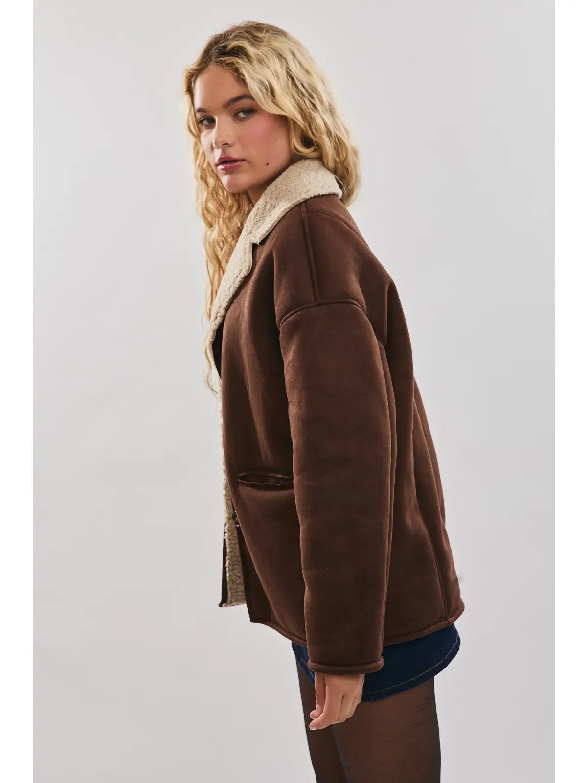 Le Lis Oversized Suede Shearling Jacket