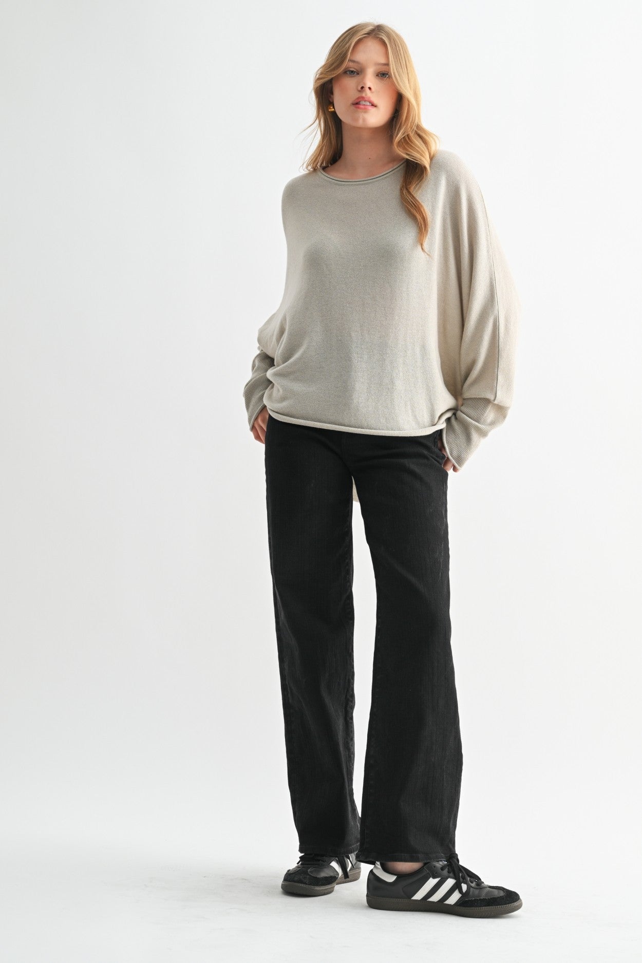 Fun2Fun Boat Neck Dolman Sleeve Sweater