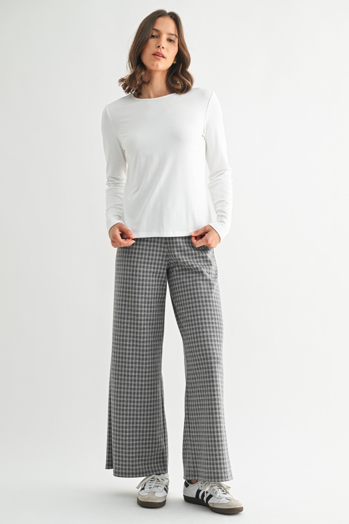 Fun2Fun Plaid Wide Leg Pants