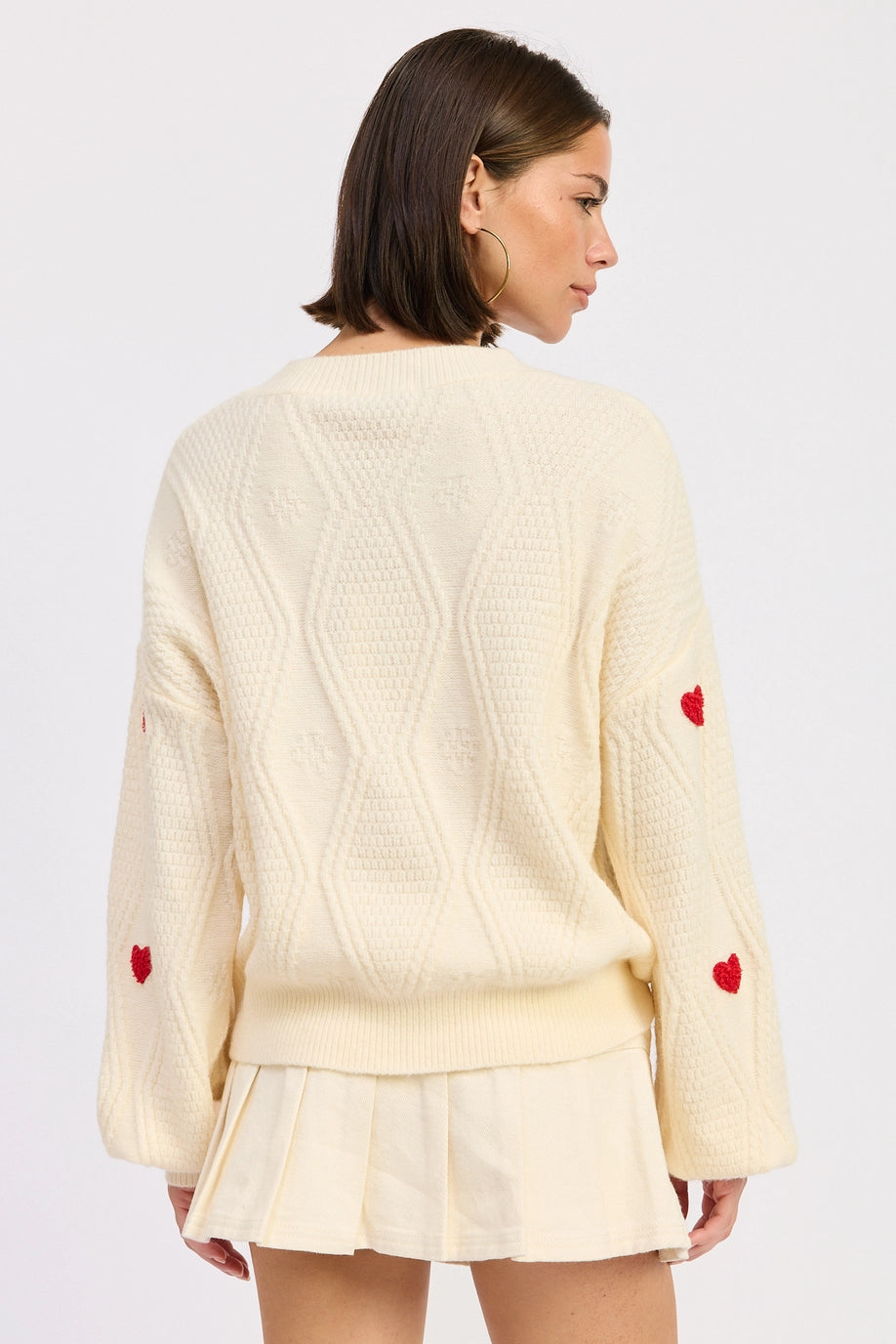 Emory Park Embroidered Hearts Knitted Sweater