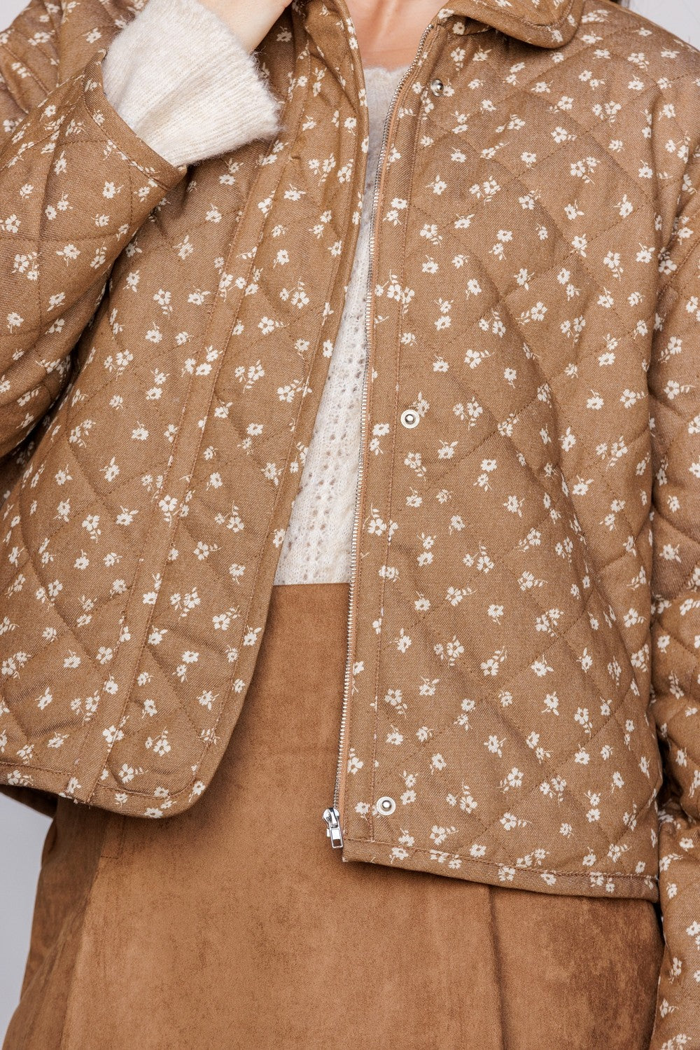 Storia Ditsy Floral Quilted Zip-up Jacket