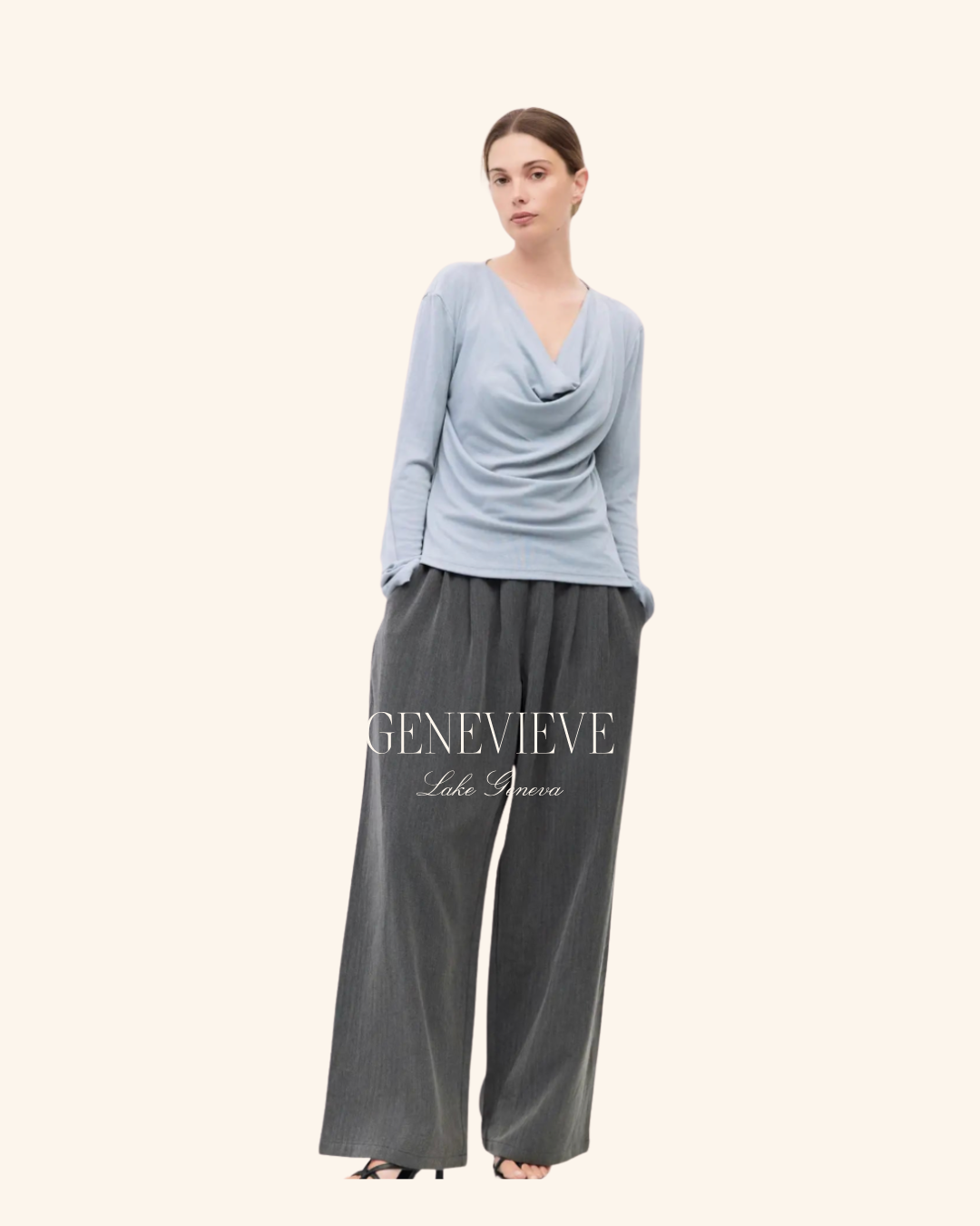 All Row Cowl Neck Long Sleeve Top
