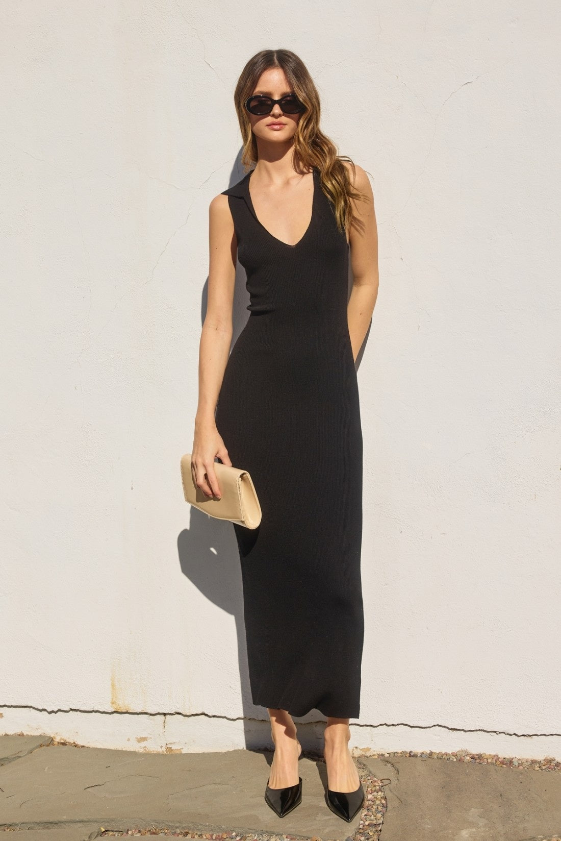 Dress Forum Sleeveless Collared Maxi Dress
