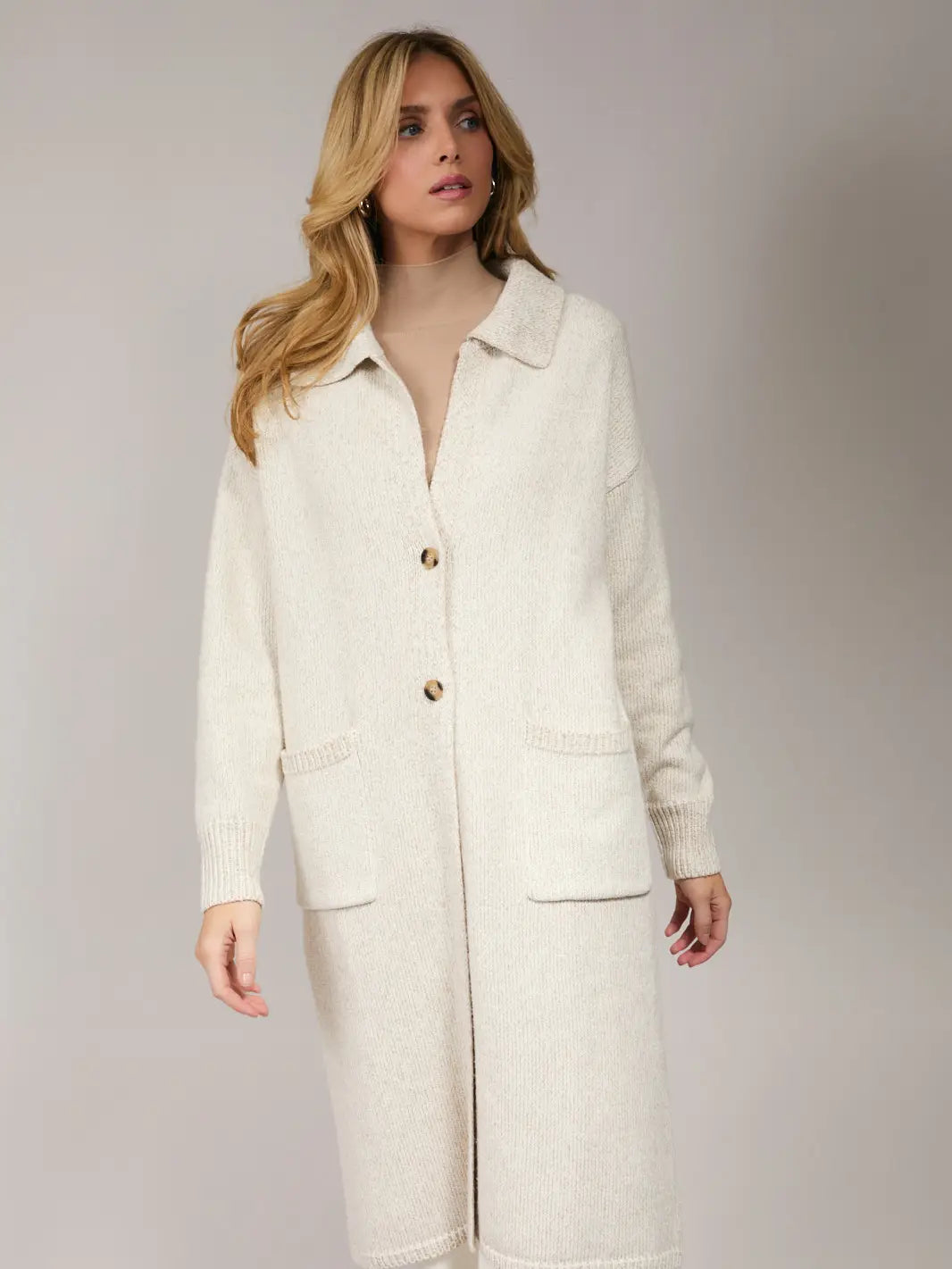 Sunday Edition Long Sleeve Collared Maxi Cardigan