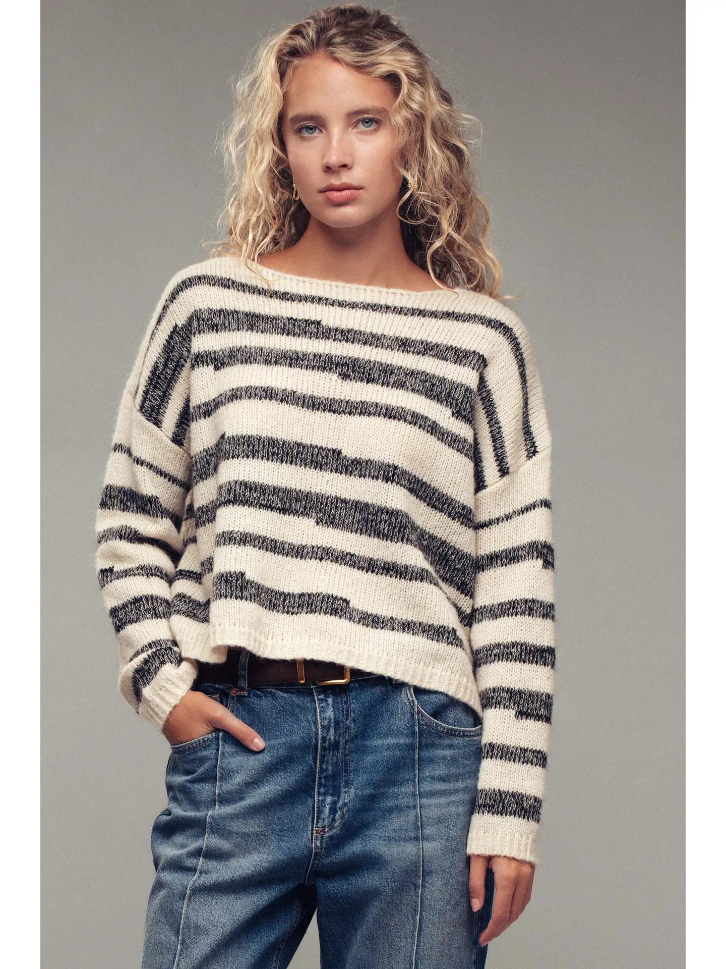 Urban Daizy Striped Boatneck Knit Sweater
