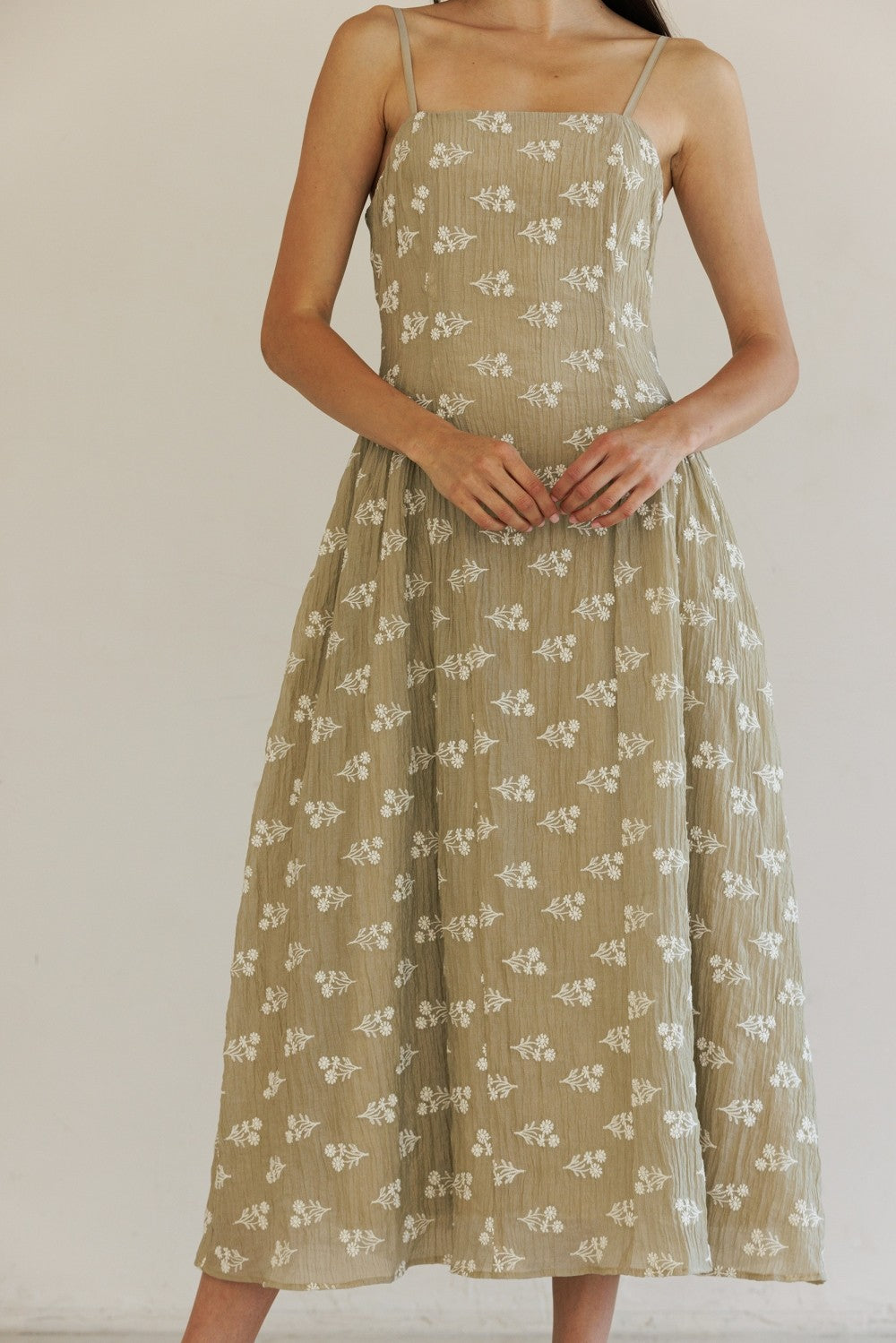 Storia Floral Embroidered Midi Dress