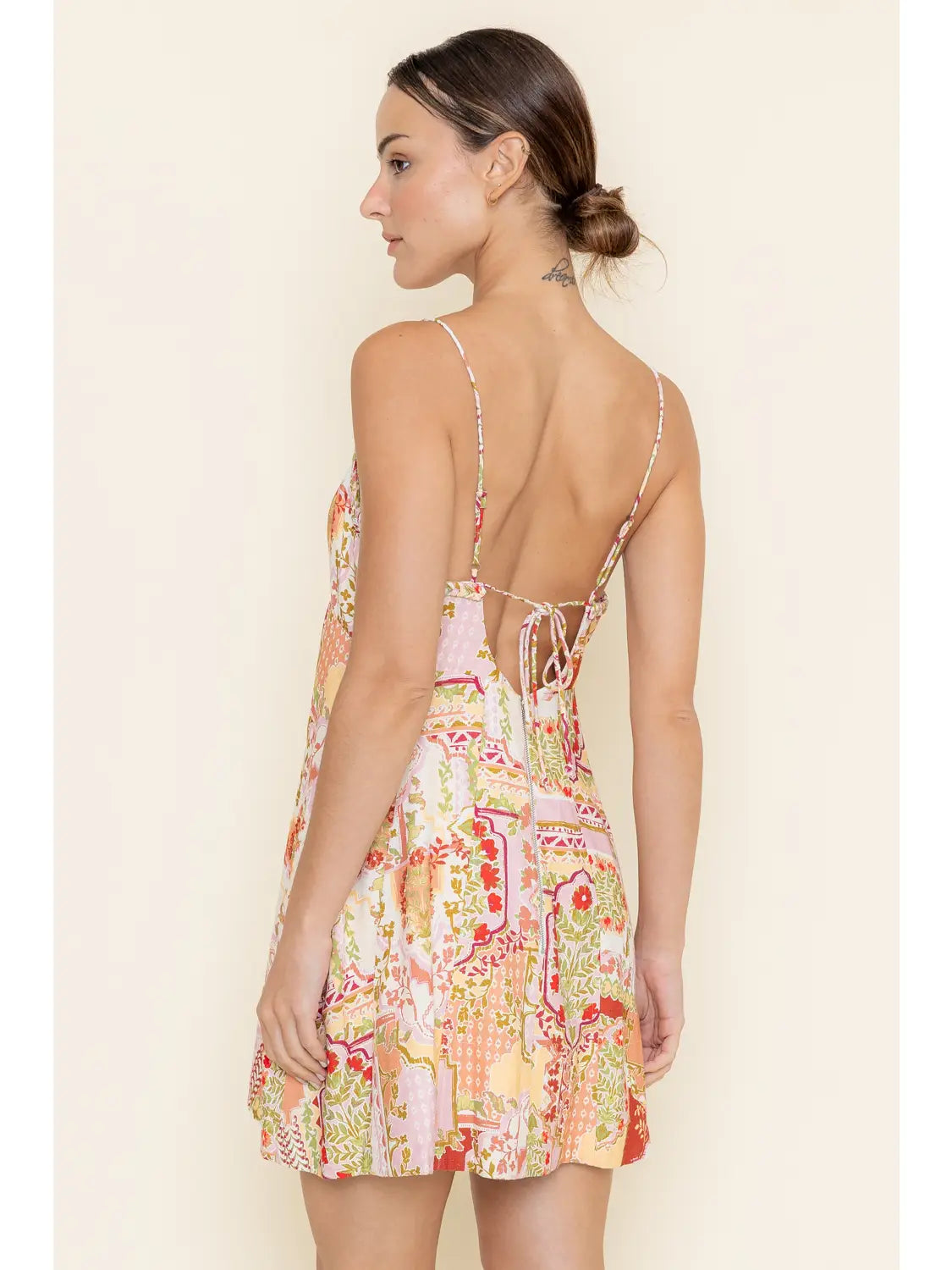 FORE Boho Chic Braided Spaghetti Strap Mini dress