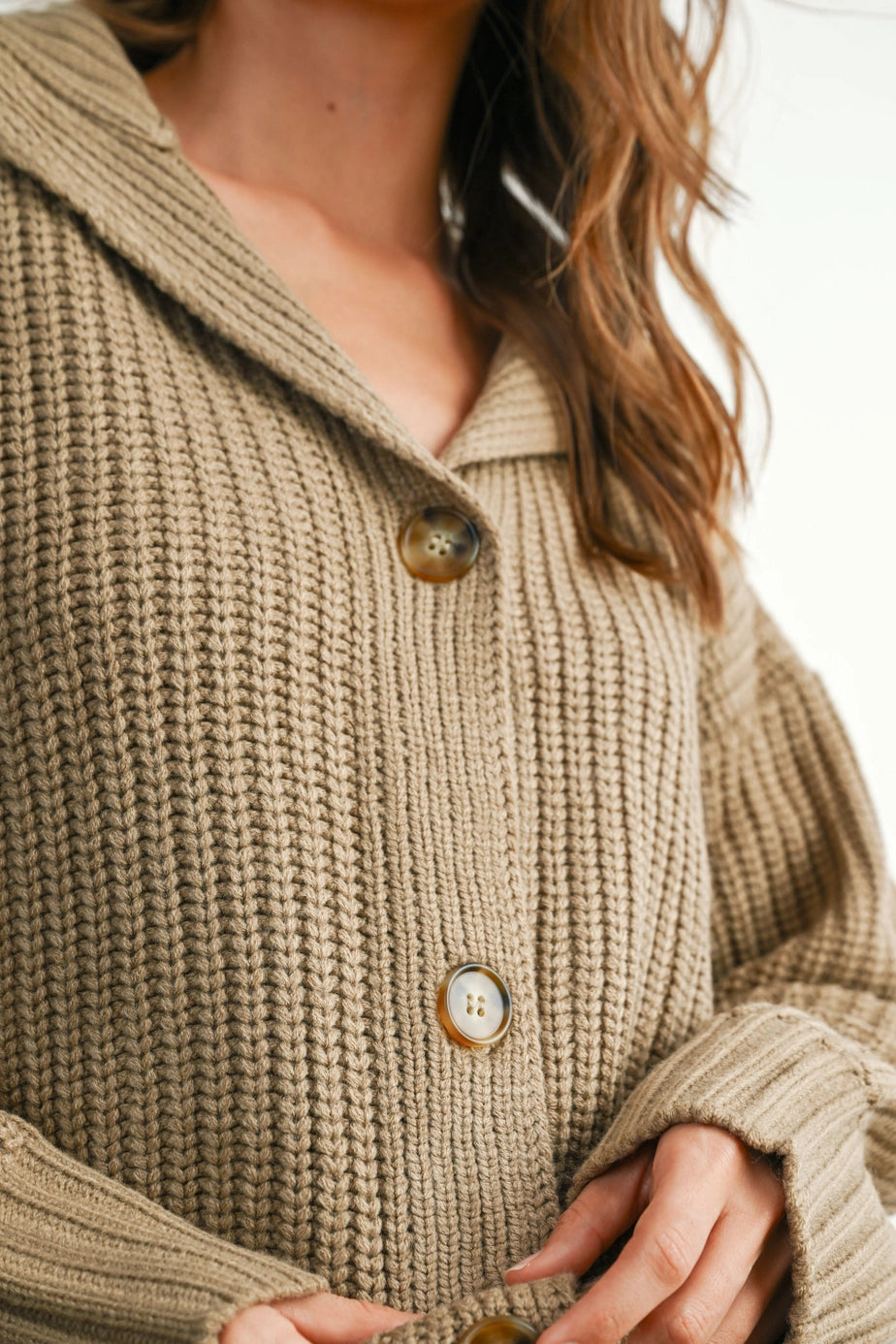 Buttermelon Button-Front Cropped Long Sleeve Top