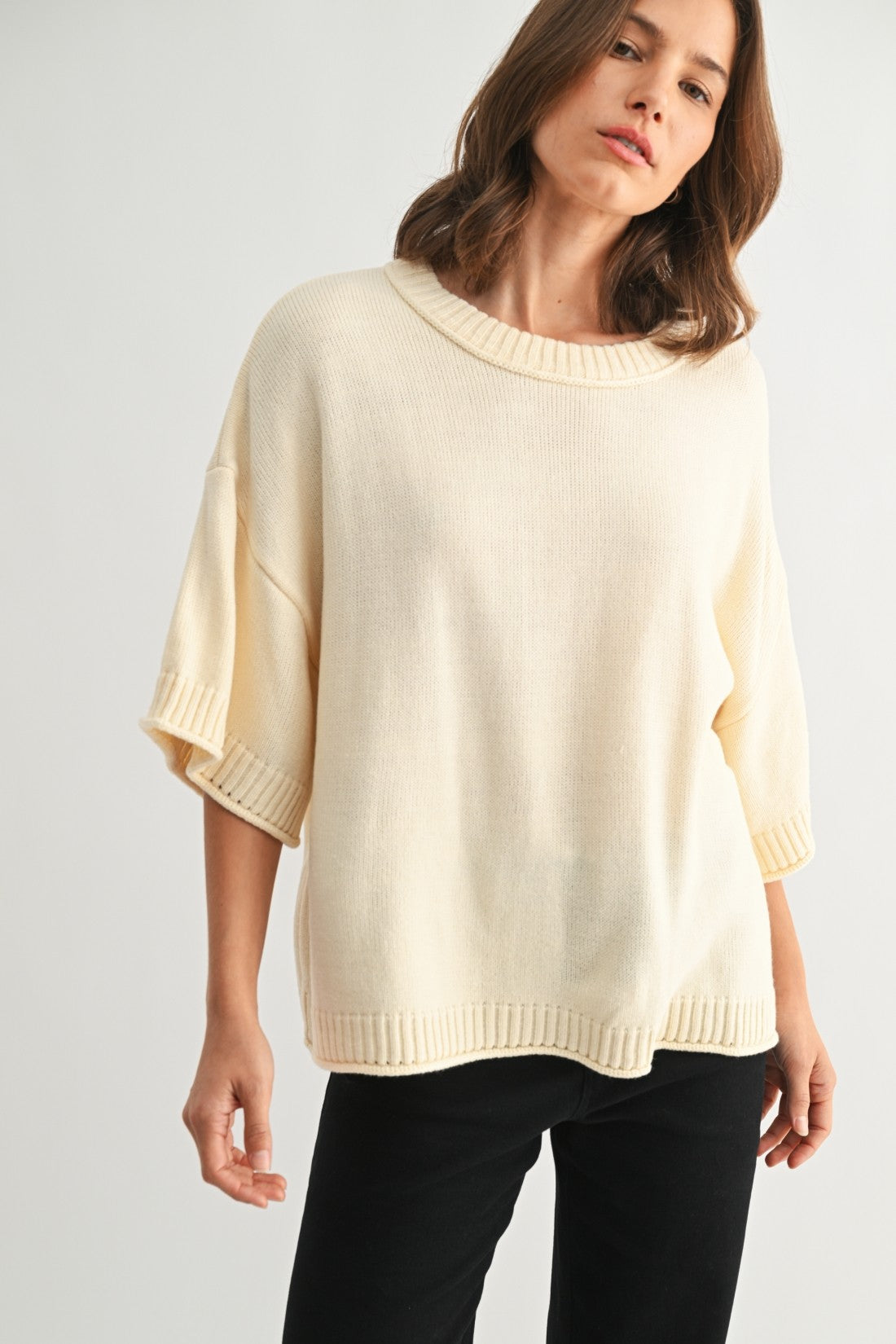 Fun2Fun Boxy Crop Sweater (Various Colors)