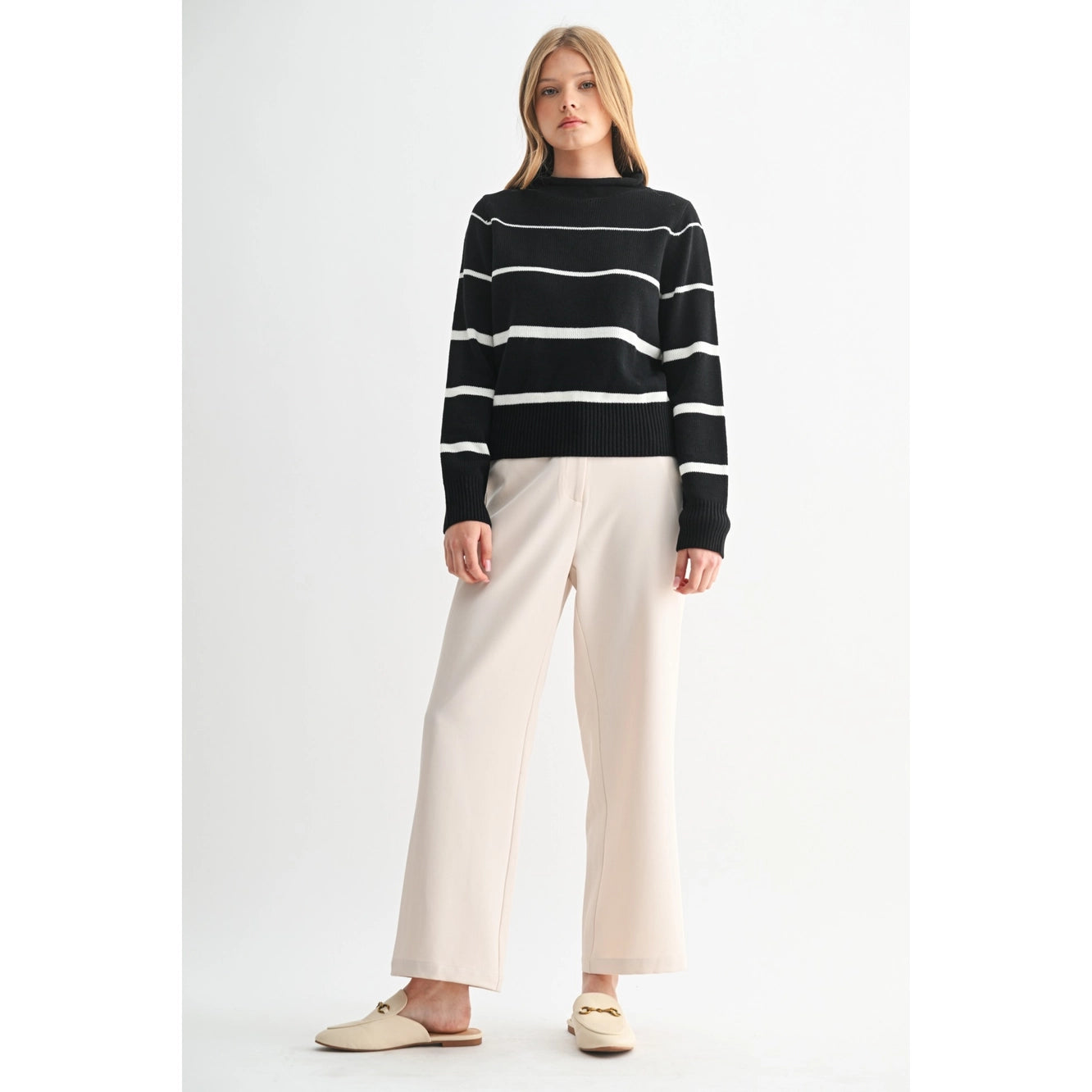 Fun2Fun Stripe Round Neck Sweater