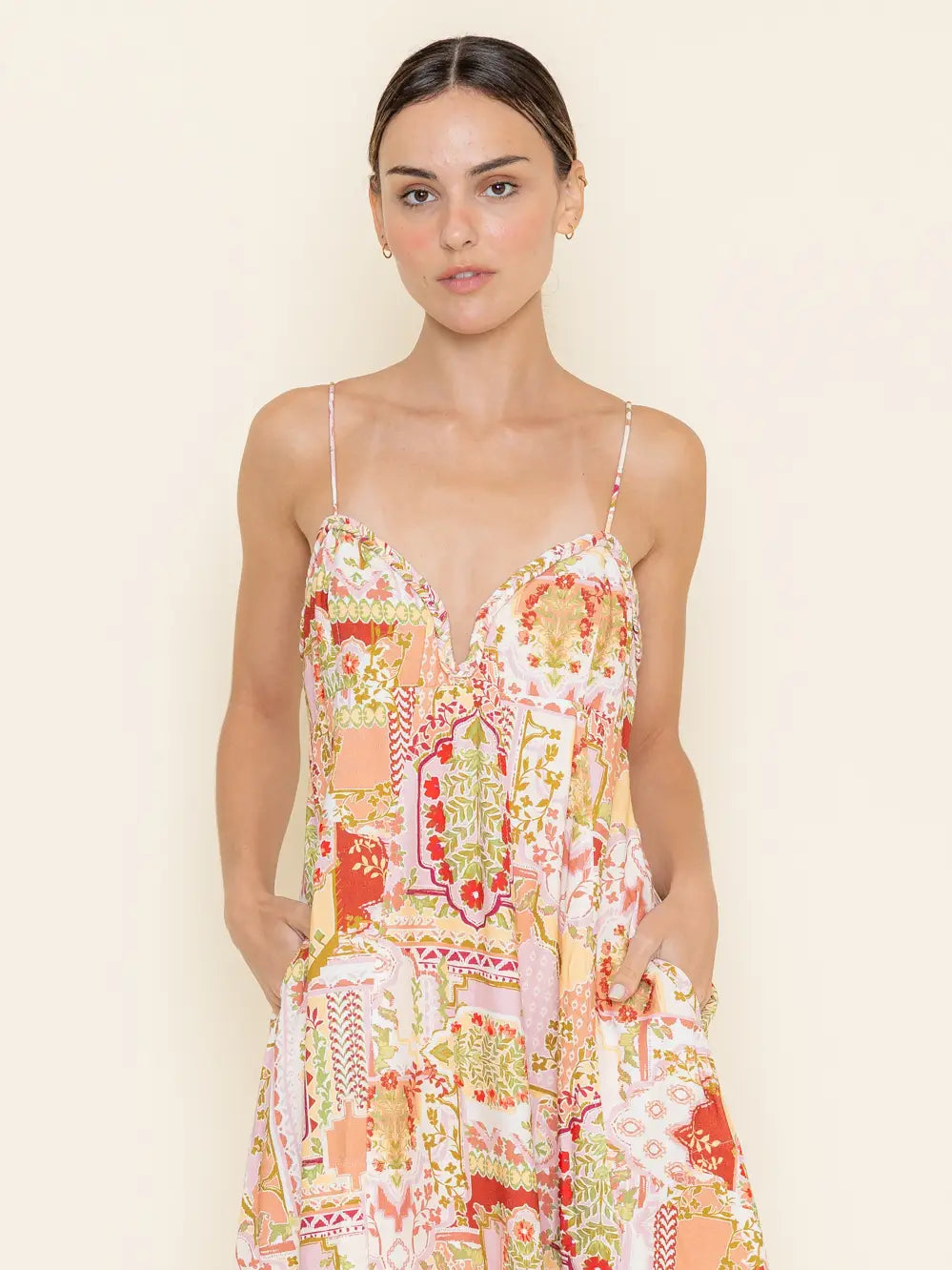 FORE Boho Chic Braided Spaghetti Strap Mini dress
