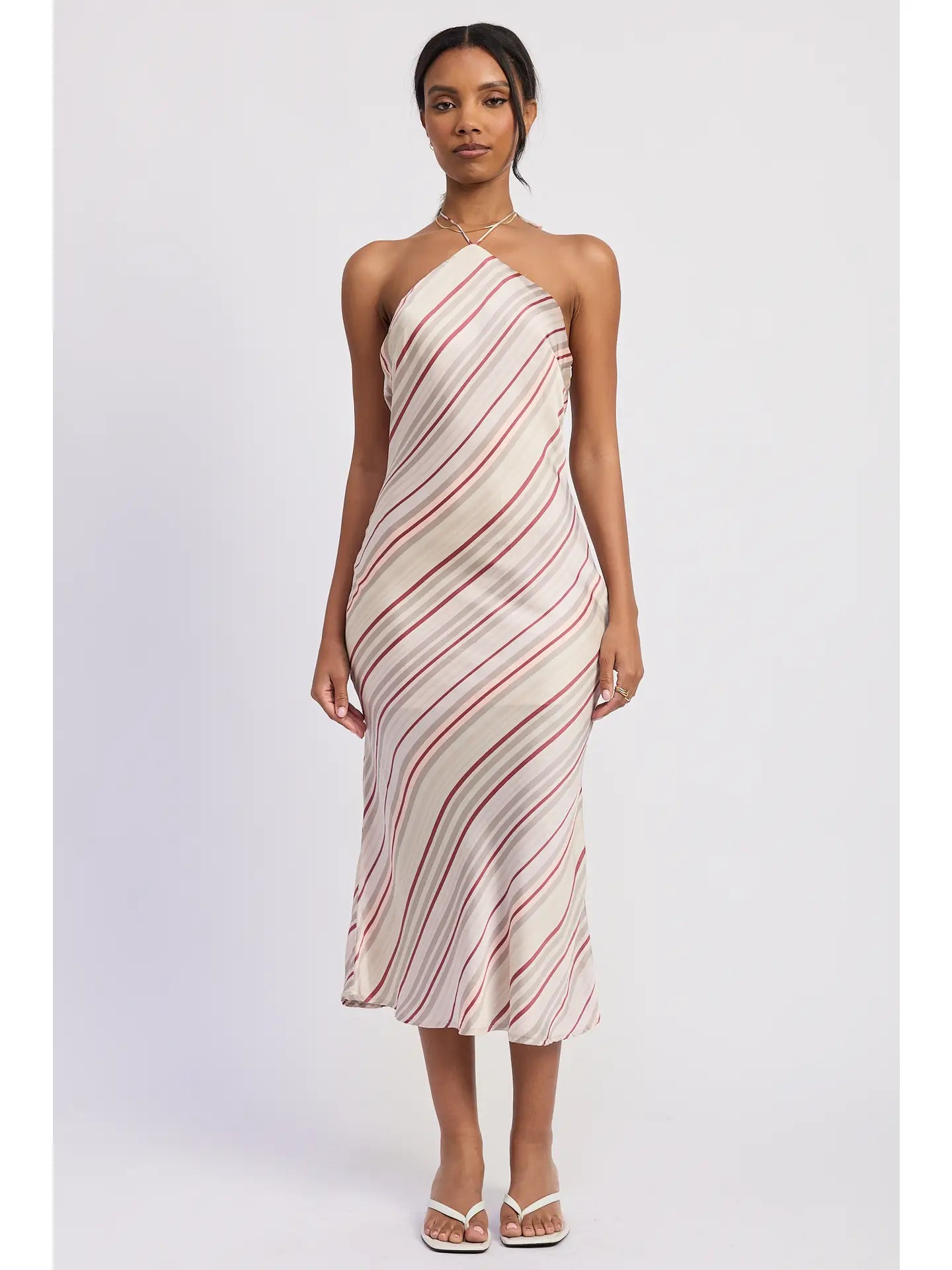 Emory Park Halter Midi Satin Dress