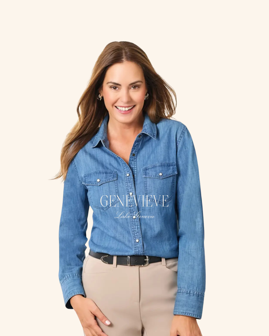 Chadwicks Light Denim Button Down Top