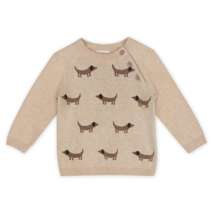 Viverano Doxie Dog Jacquard Raglan Pullover