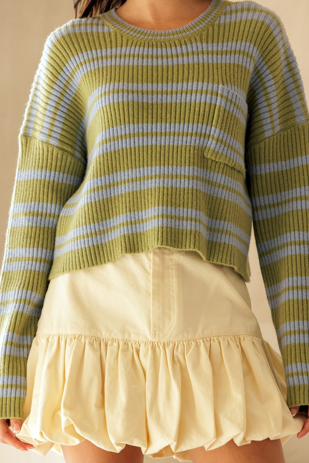 Storia Striped Ribbed Knit Sweater