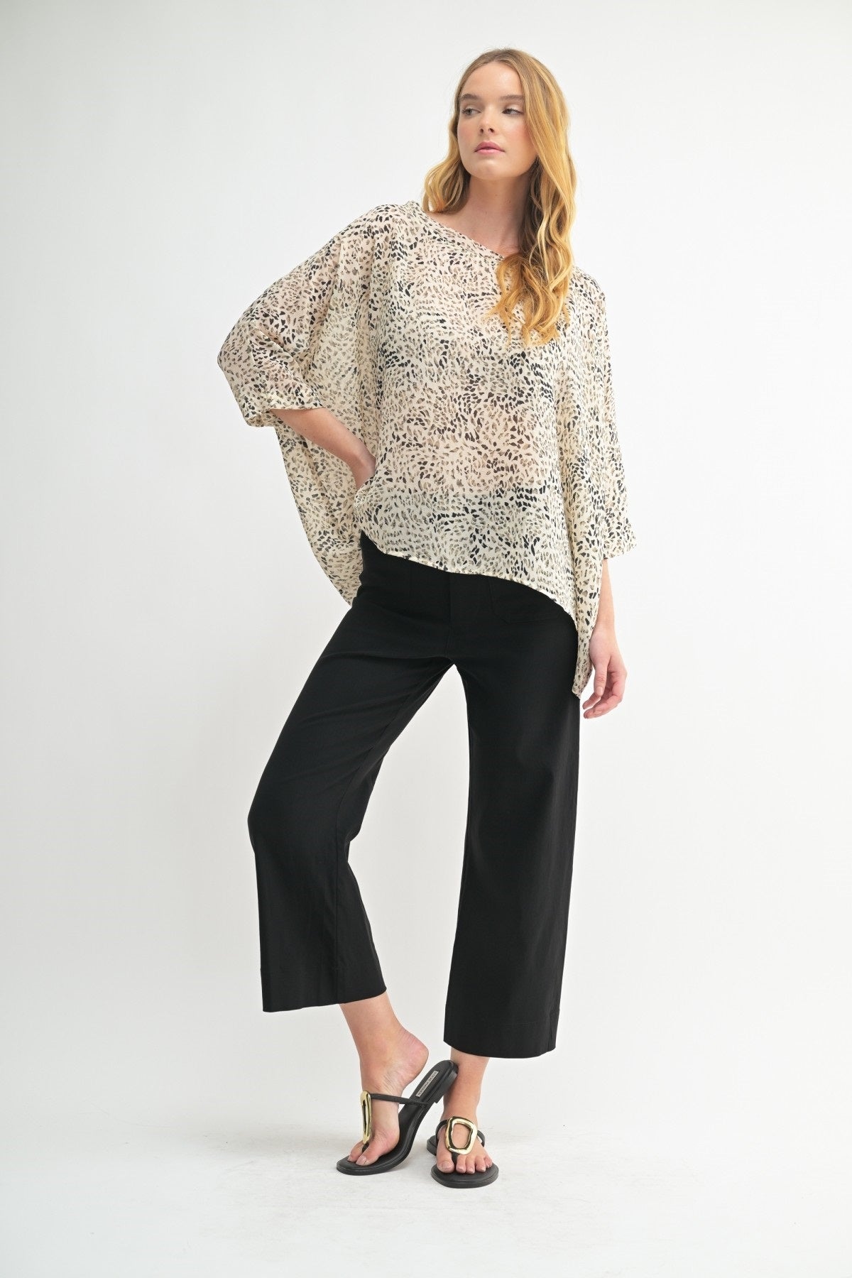 Fun2Fun Animal Print Loose Fit Dolman Top