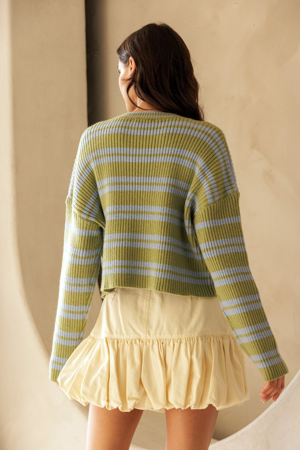 Storia Striped Ribbed Knit Sweater