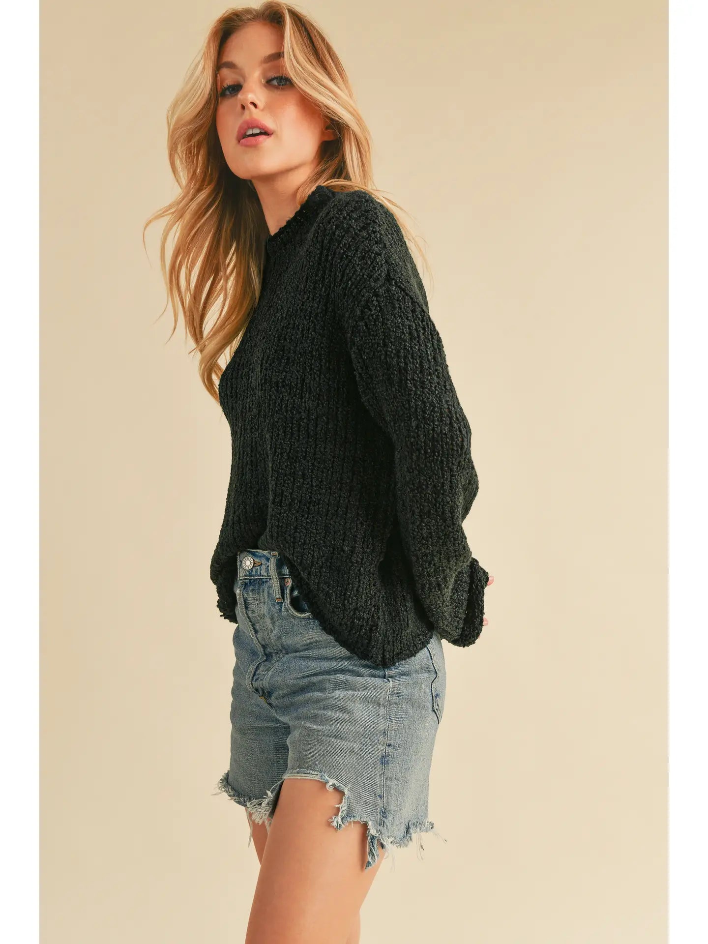 Aemi + Co Irma Black Knit Sweater