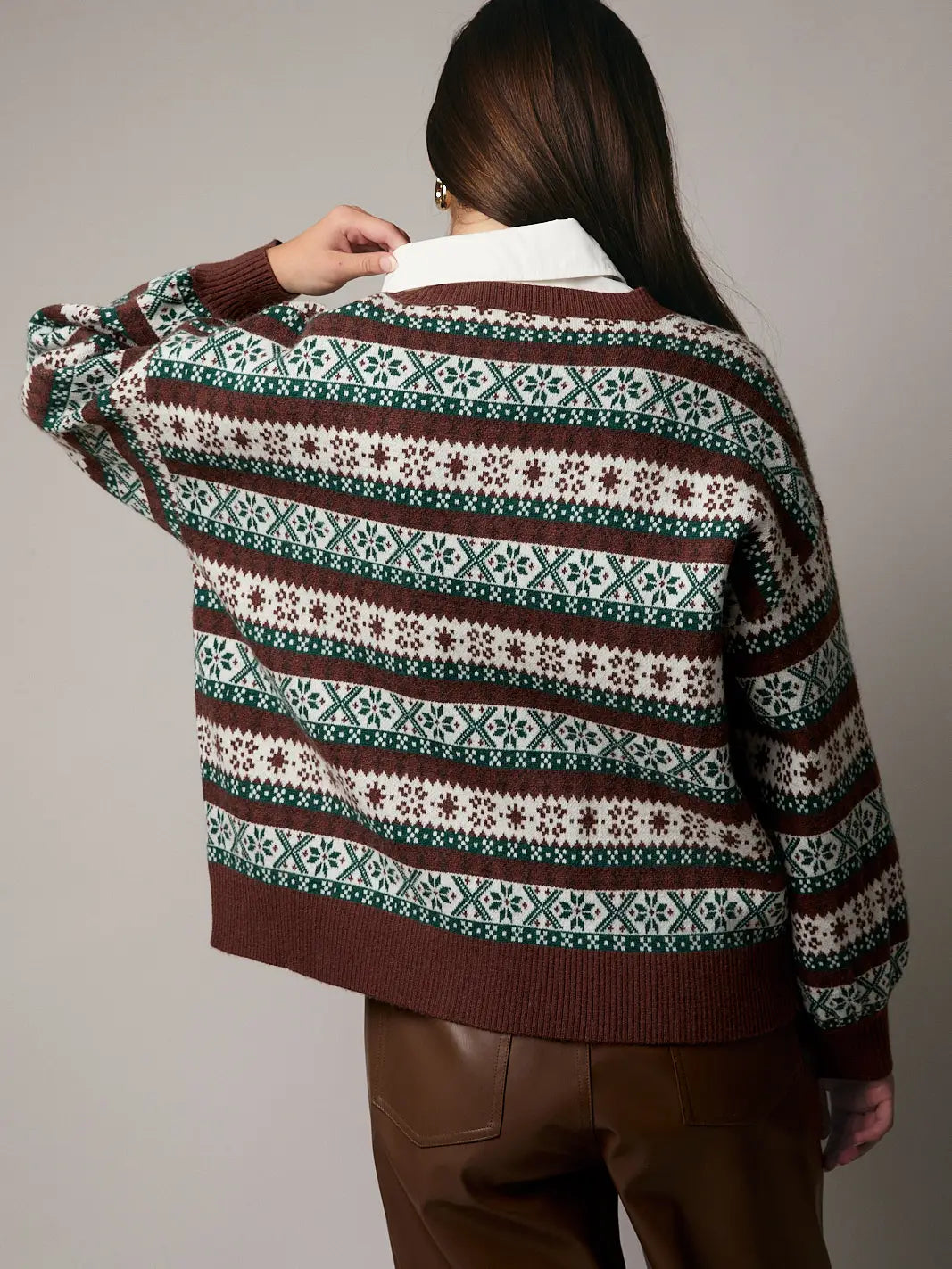 Sunday Edition Round Neck Button Up Graphic Cardigan