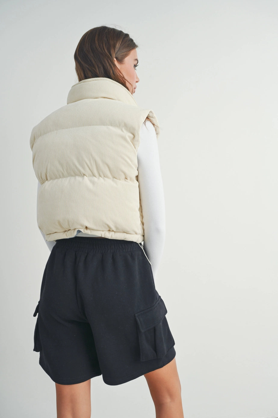 Buttermelon Ivory Corduroy Puffer Vest