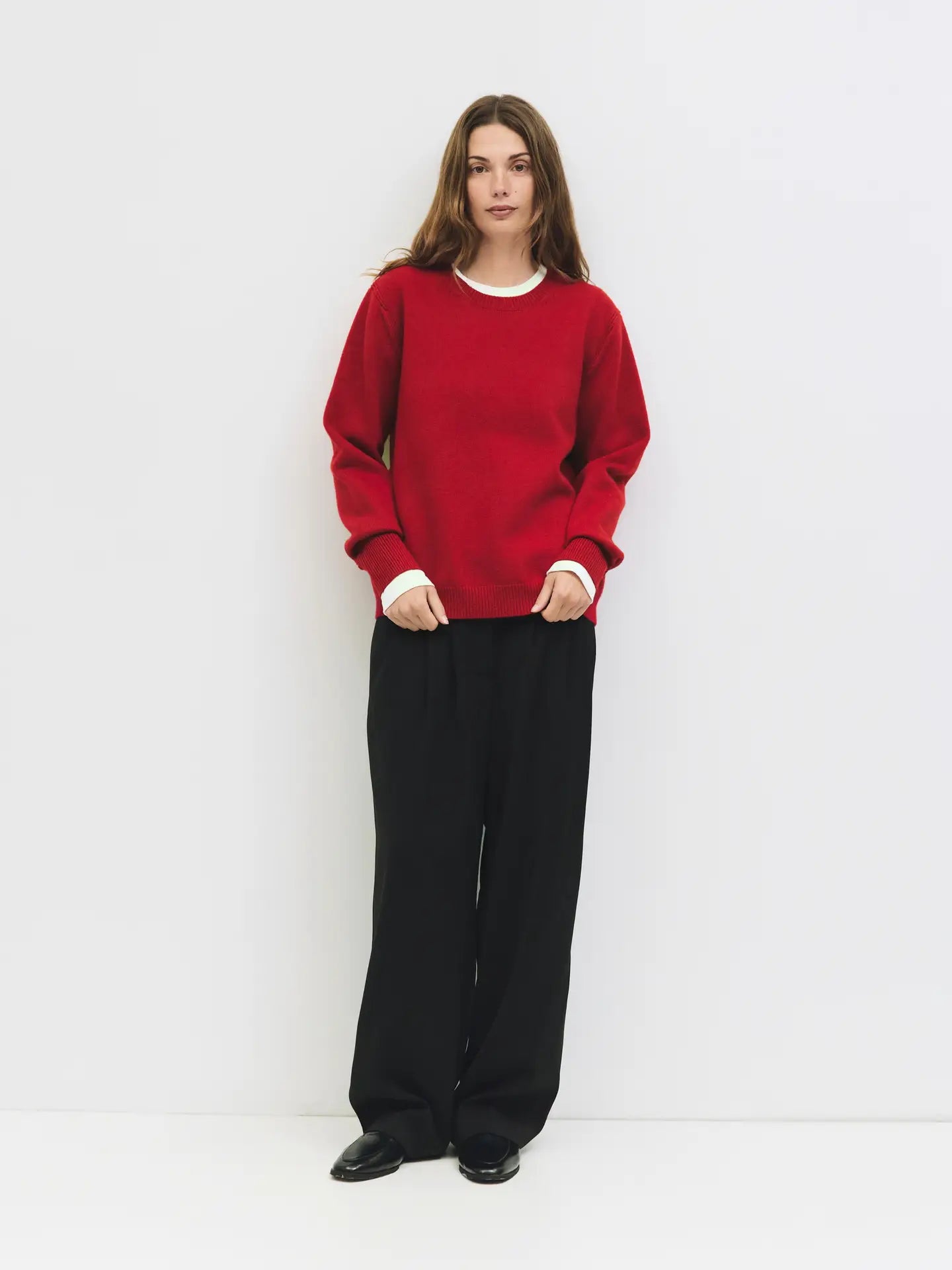 All Row Red Brushed Knit Sweater