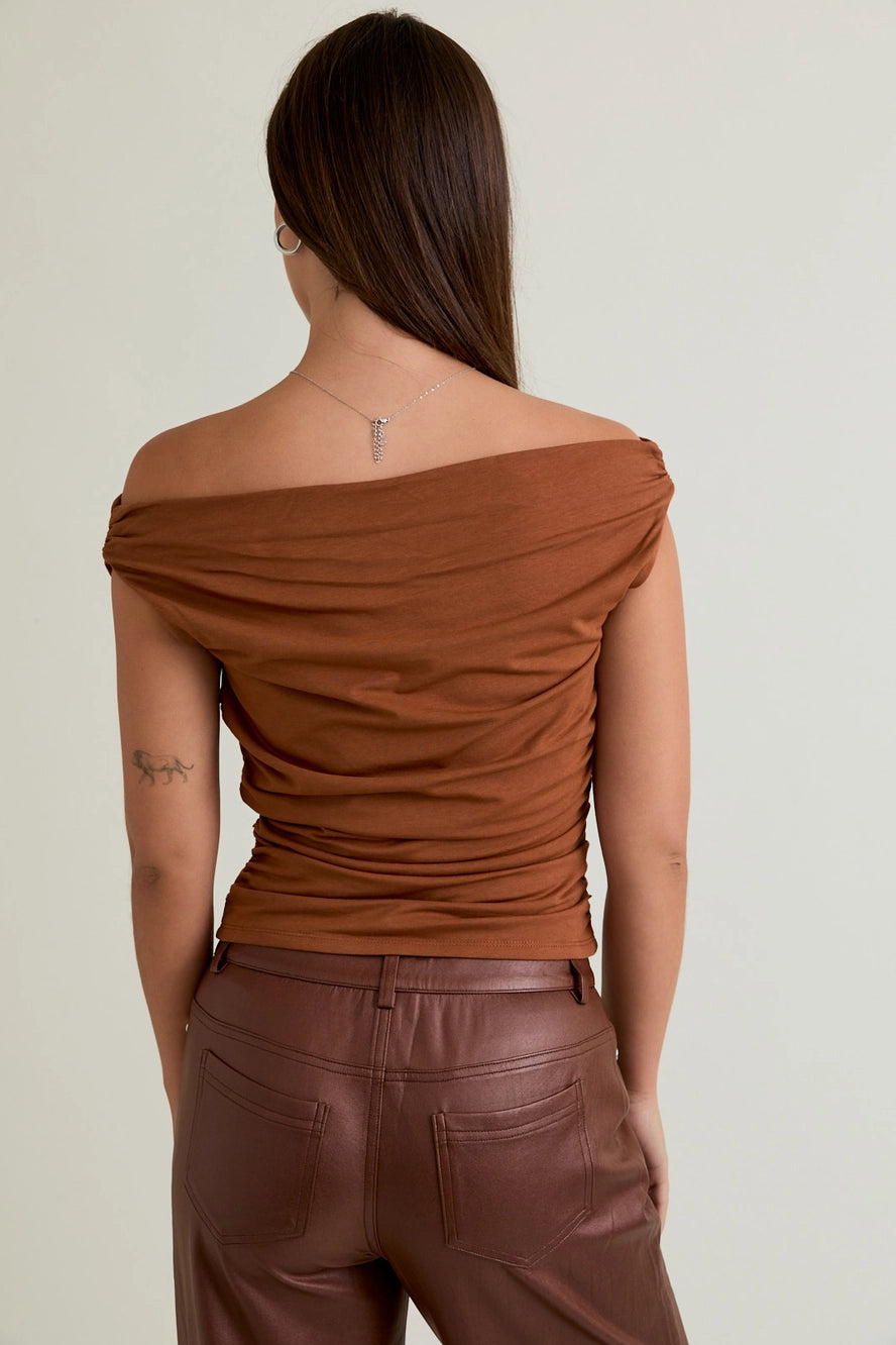 Le Lis Off the Shoulder Top with Ruching (Various Colors)