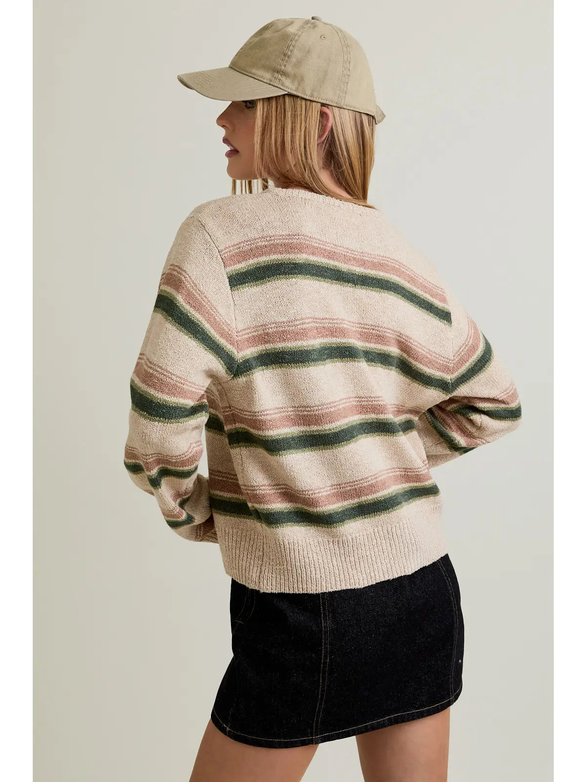 Le Lis Stripe Fuzzy Cardigan