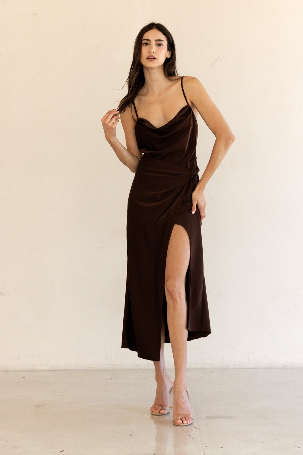 Storia Cowl Neck Midi Dress