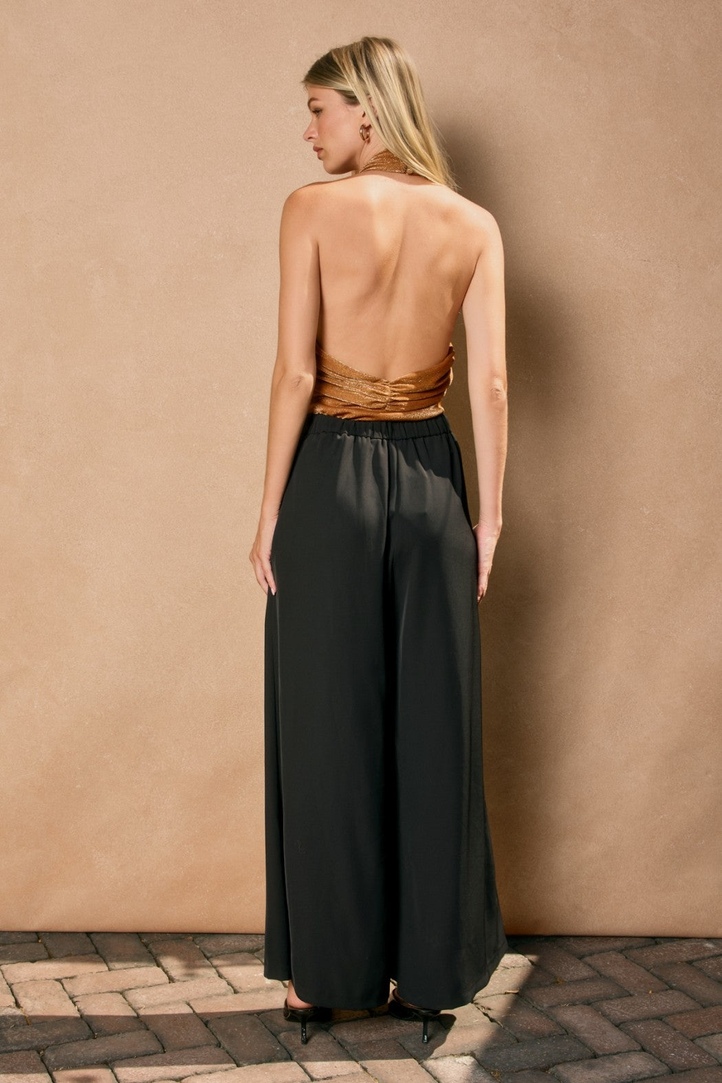 extra long dress pants for women Tall Call It Even Wide Leg Dress Pants - Black