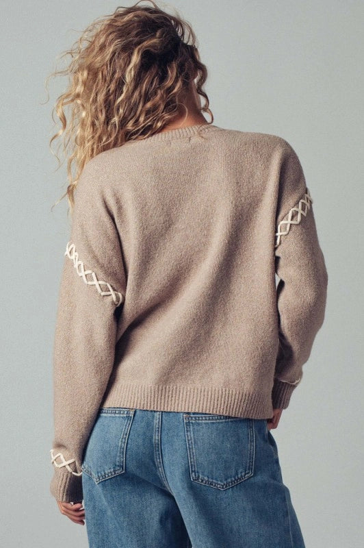 Urban Daizy Bold Contrast Stitch Knit Sweater