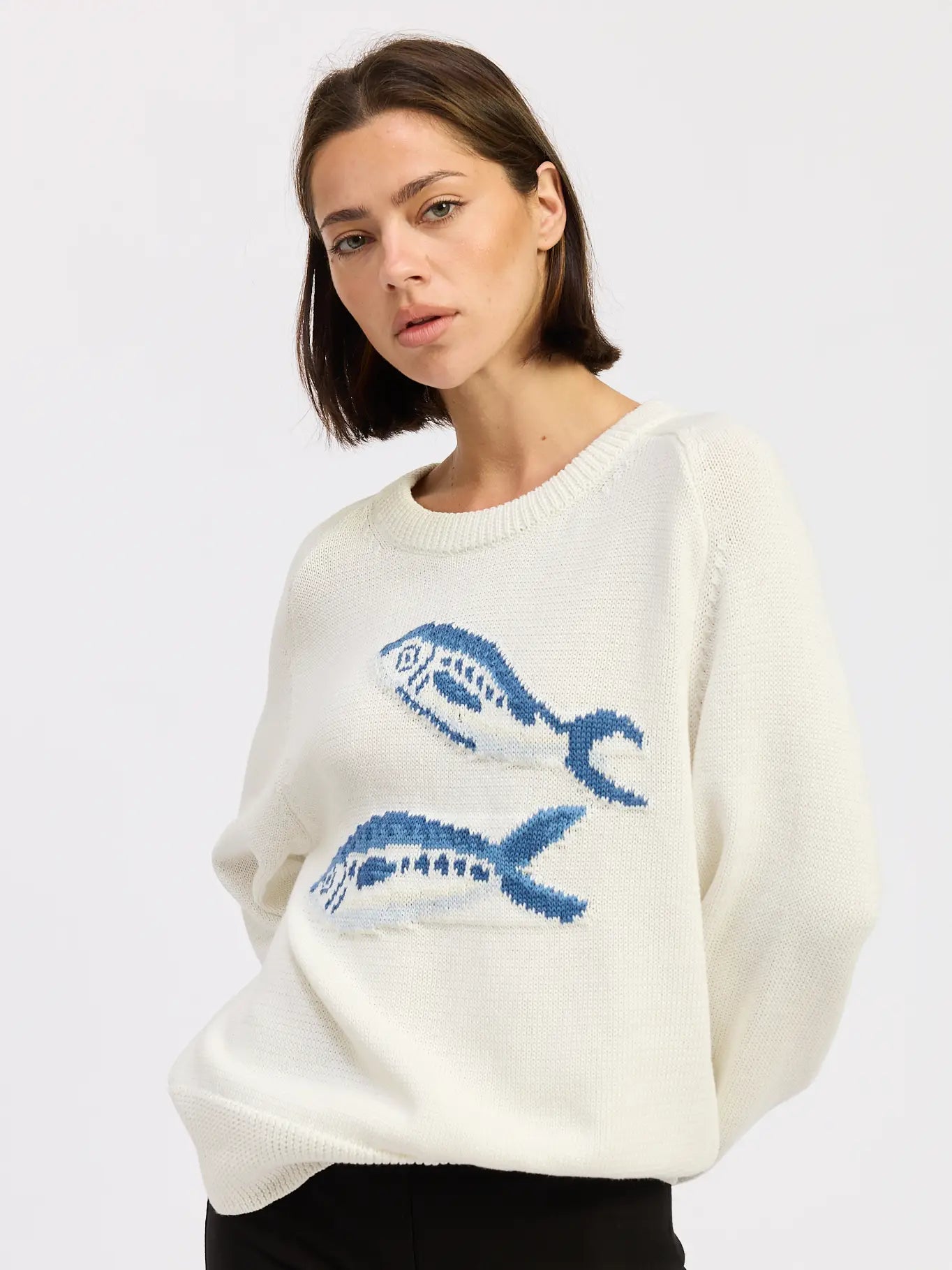 Emory Park Long Sleeve Knitted Graphic Sardine Sweater