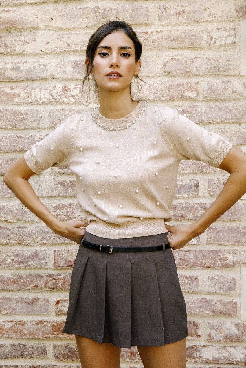 Storia 3d Pearl And Daisy Knit Top
