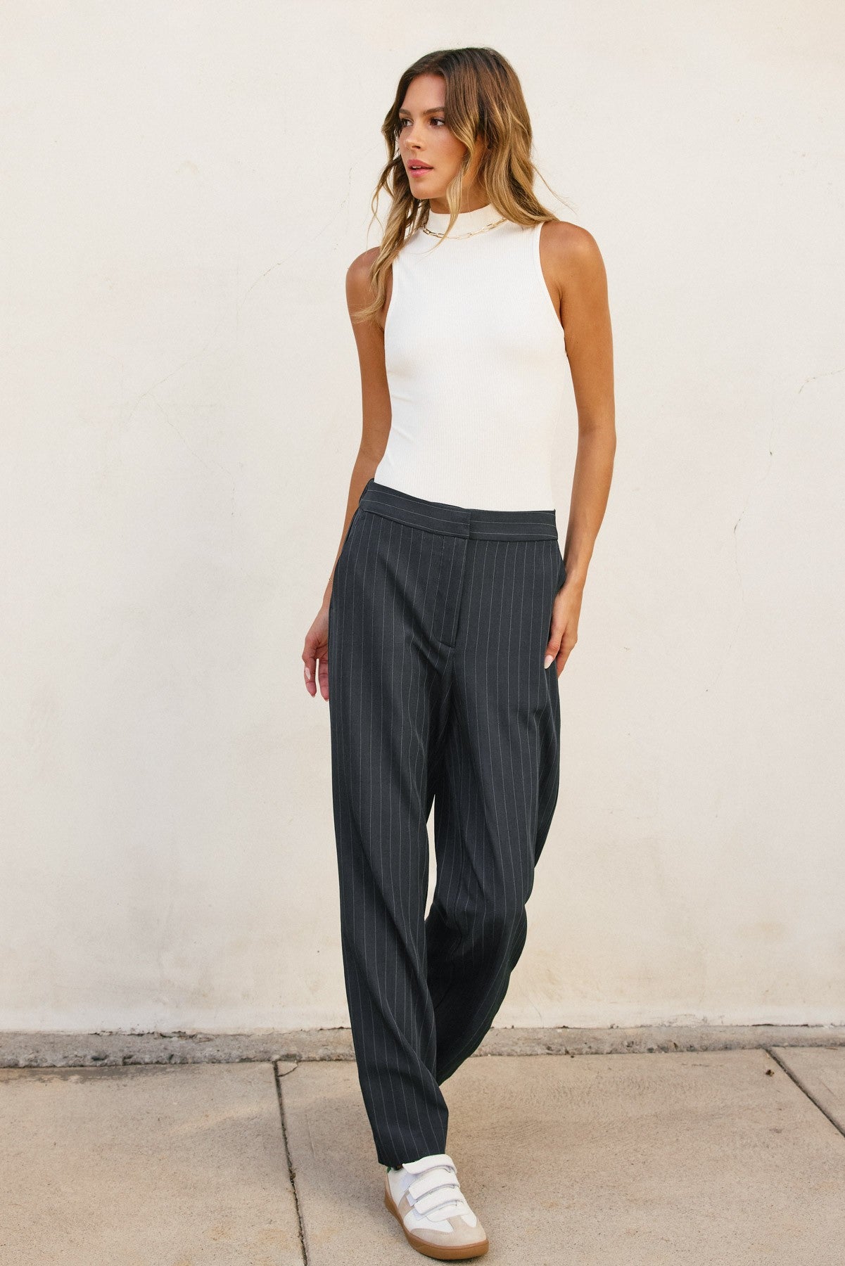 Dress Forum Pinstriped Wide Leg Trousers