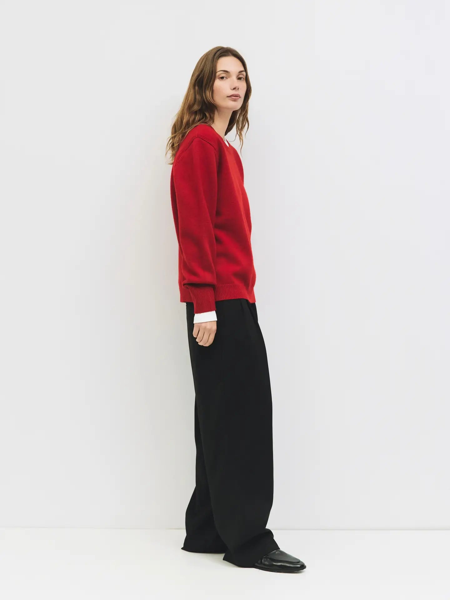 All Row Red Brushed Knit Sweater