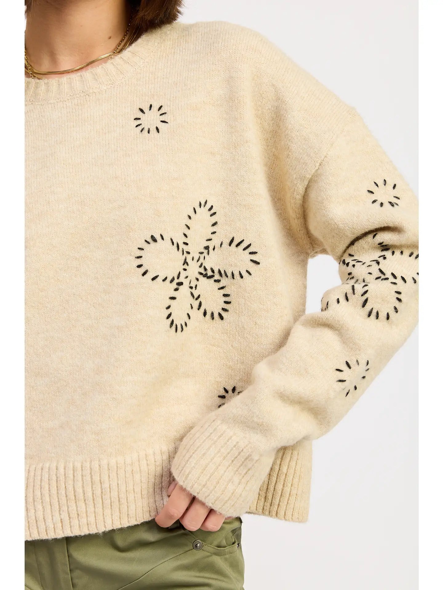 Emory Park Floral Whipstitch Sweater