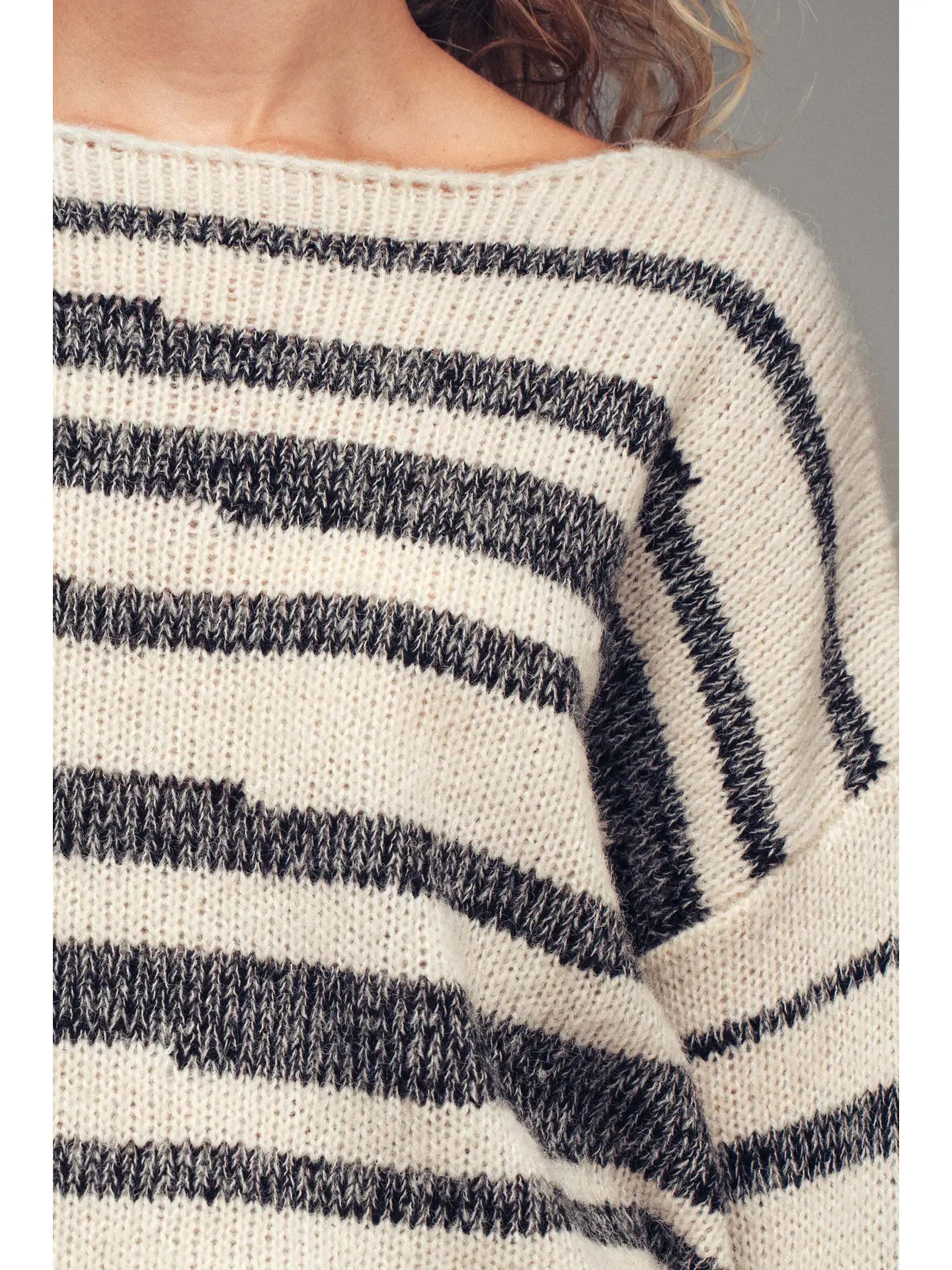 Urban Daizy Striped Boatneck Knit Sweater