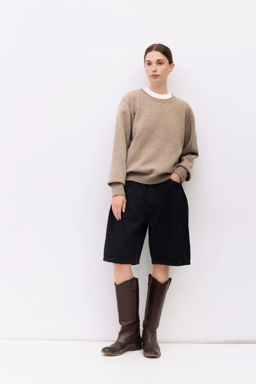 All Row Taupe Brushed Knit Sweater