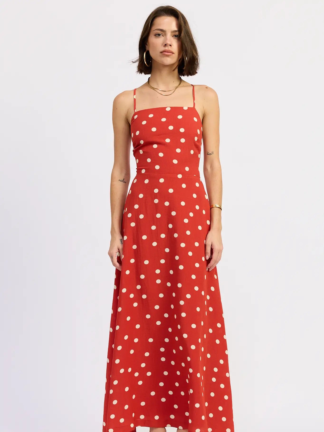 Emory Park Squared Neck Open Back Maxi Dress