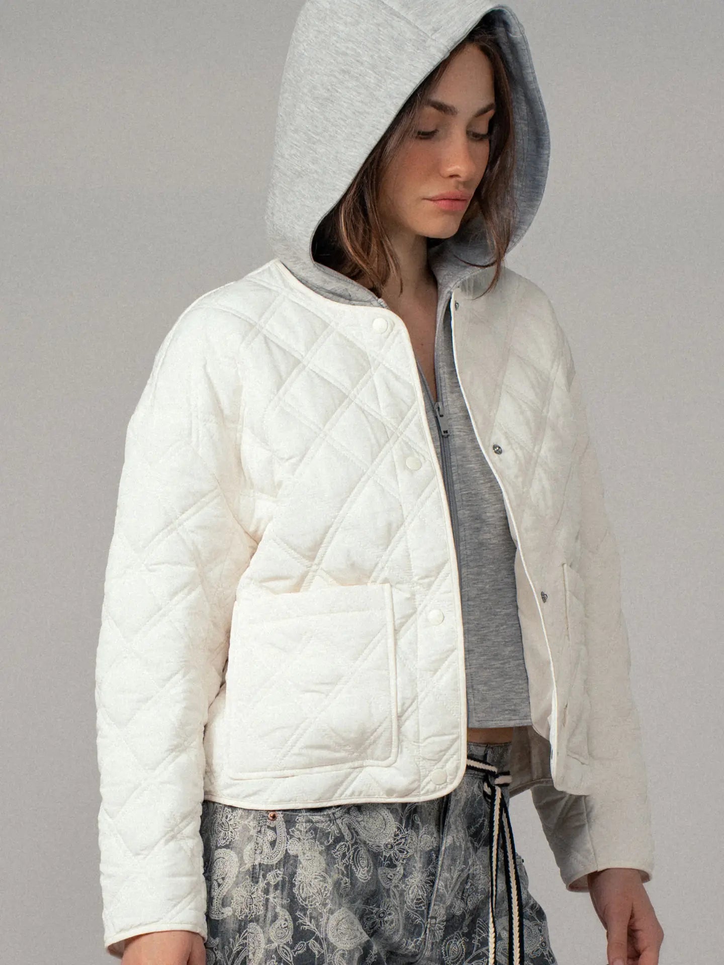 Urban Daizy Diamond Quilted Hooded Jacket (Various Colors)