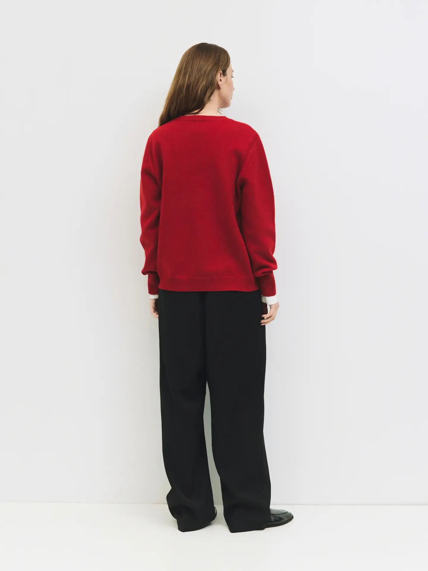 All Row Red Brushed Knit Sweater