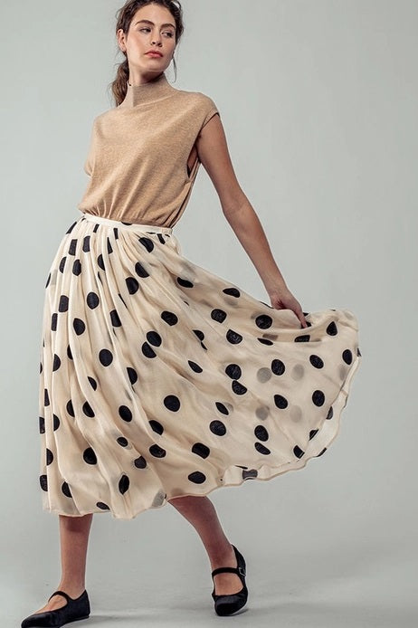 Urban Daizy Polka Dotted Midi Skirt