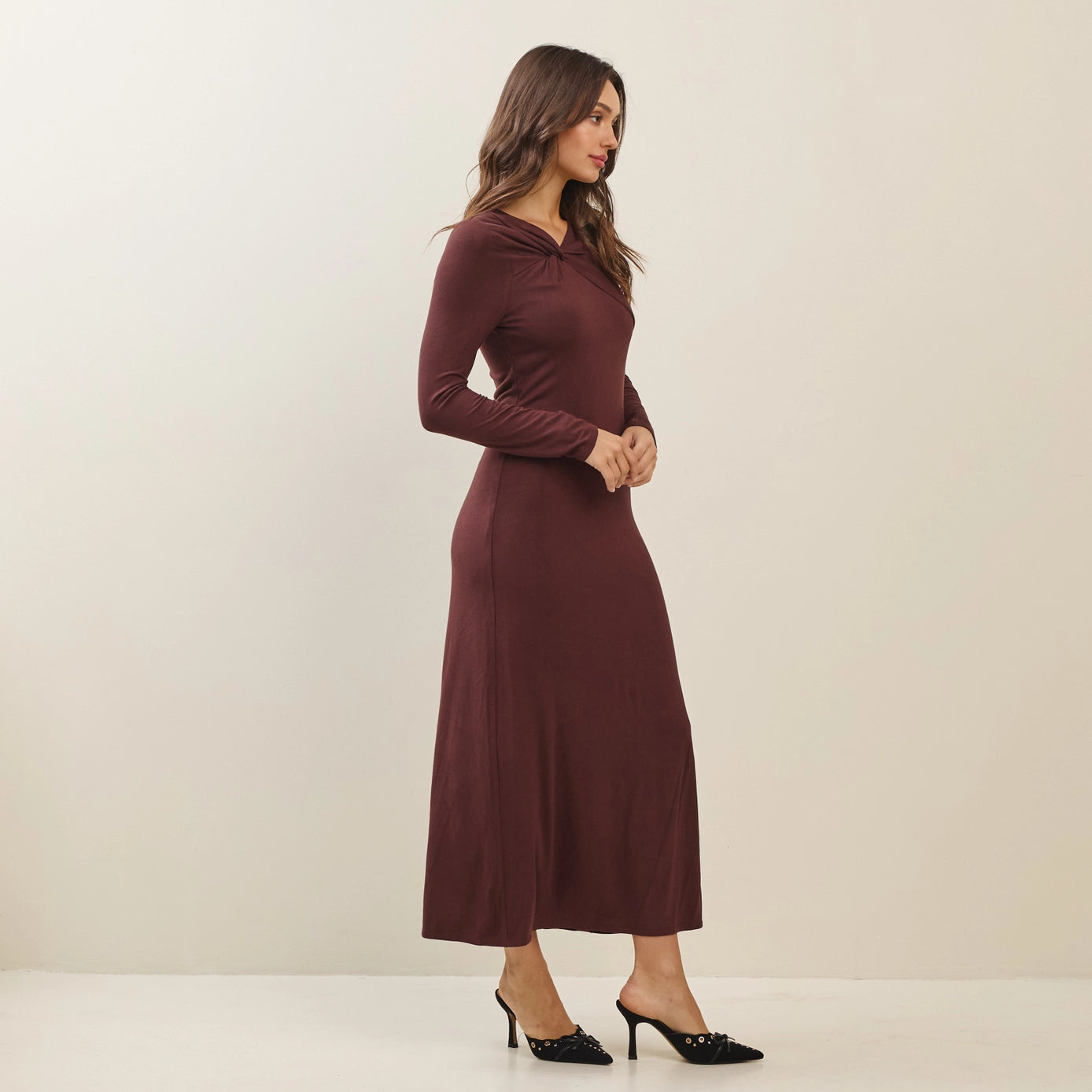 Able Twisted Neckline Maxi Dress