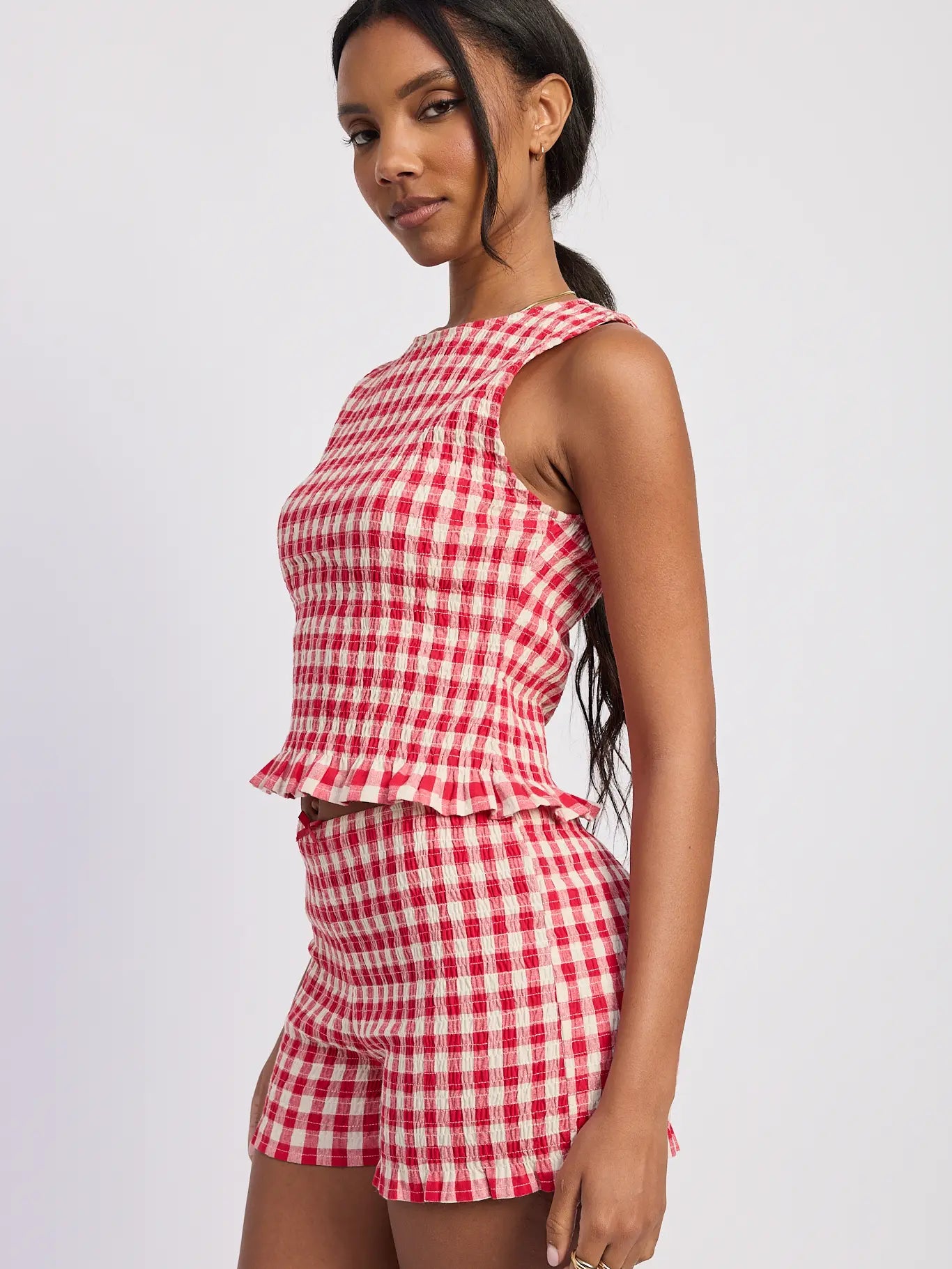 Emory Park Lettuce Hem Smocked Top