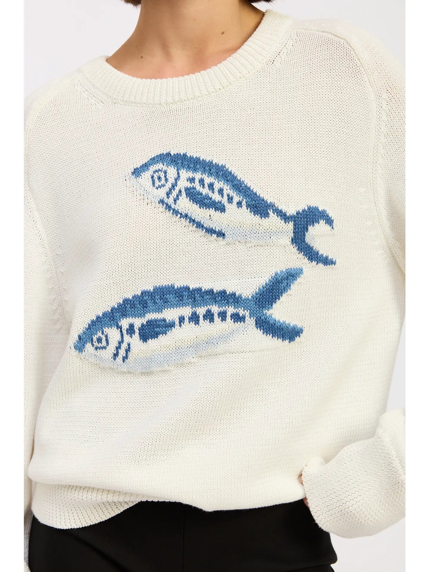 Emory Park Long Sleeve Knitted Graphic Sardine Sweater