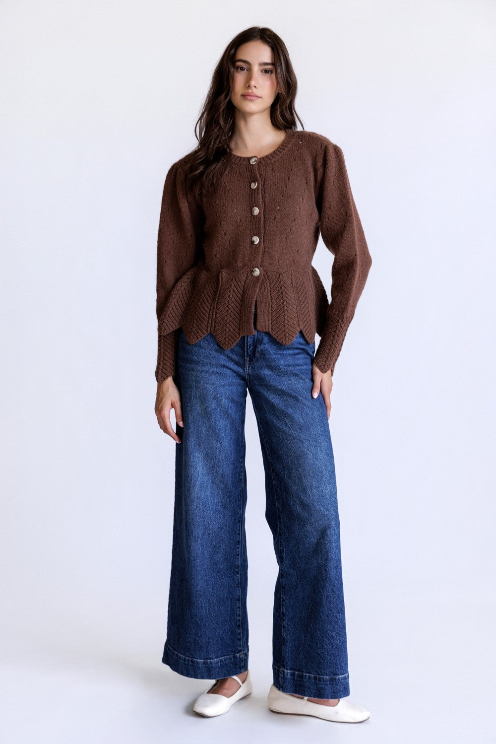 Storia Scallop Trim Knit Cardigan
