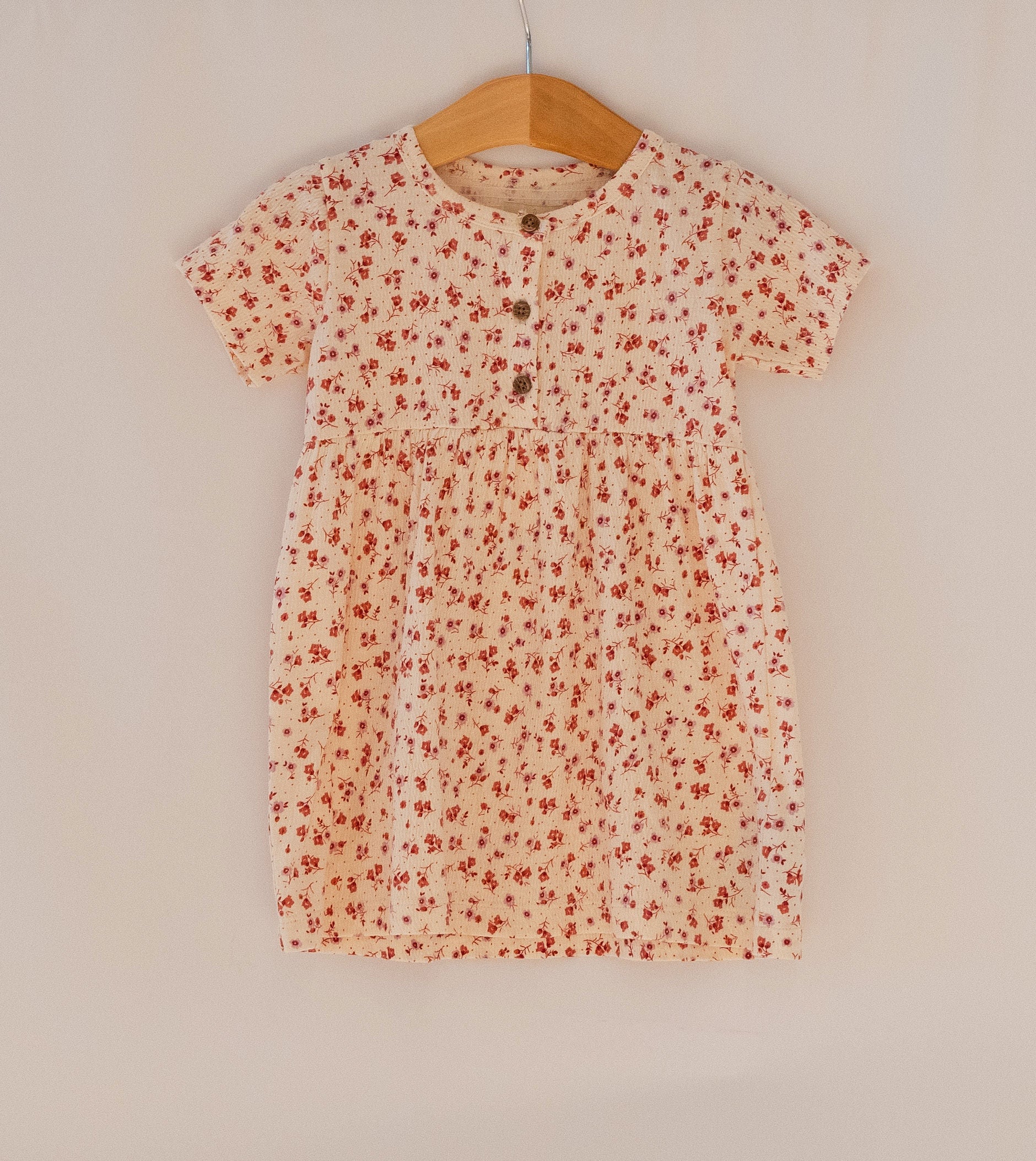 3 Button Tiny Floral Cotton Dress