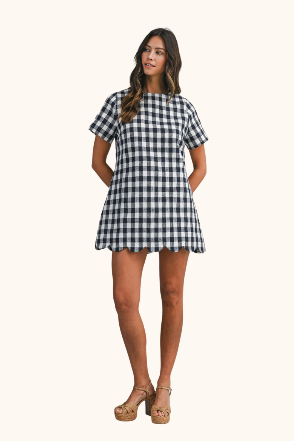 Mable Navy Scalloped Plaid Mini