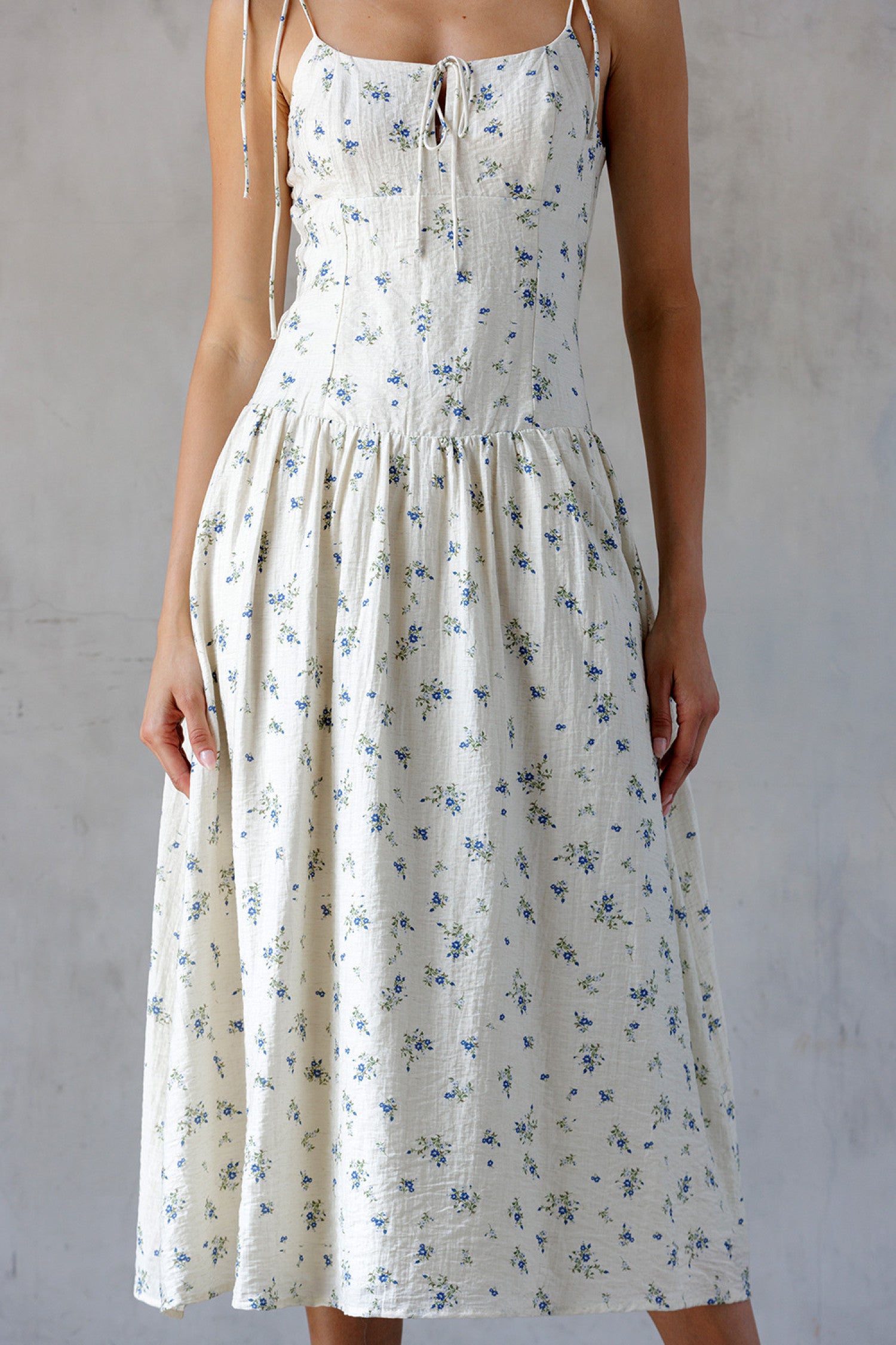 Storia Floral Print Crinkled Cotton Midi Dress
