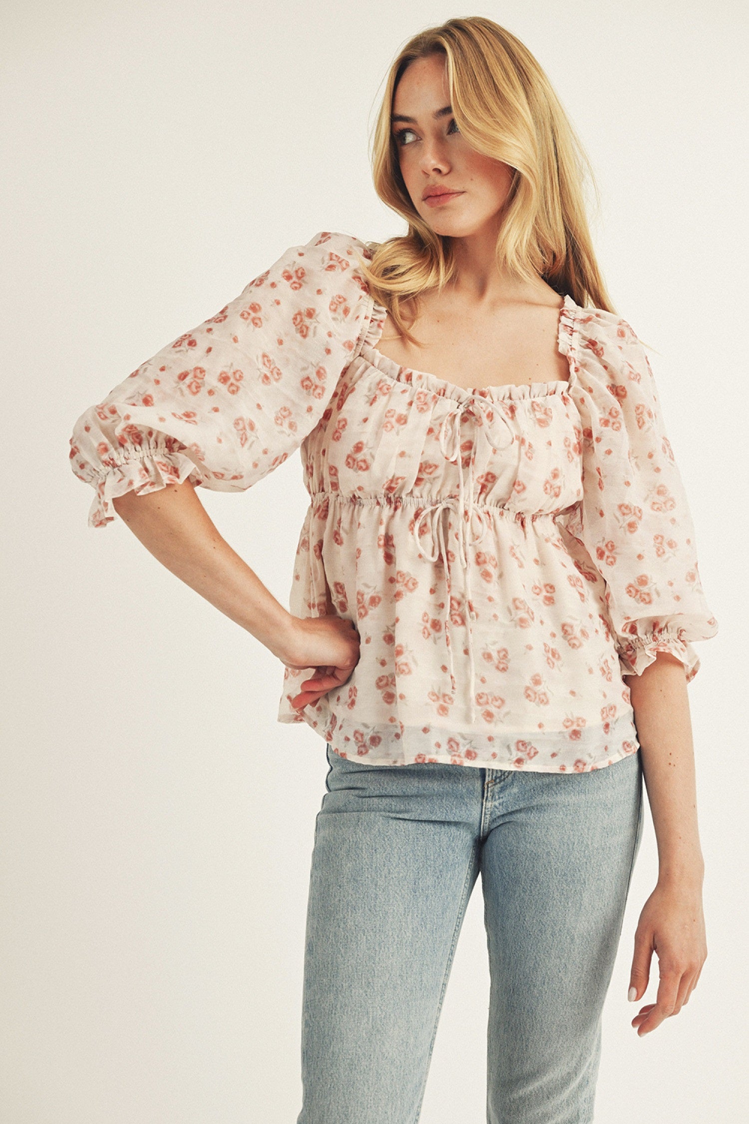 Storia Flower Print Babydoll Top